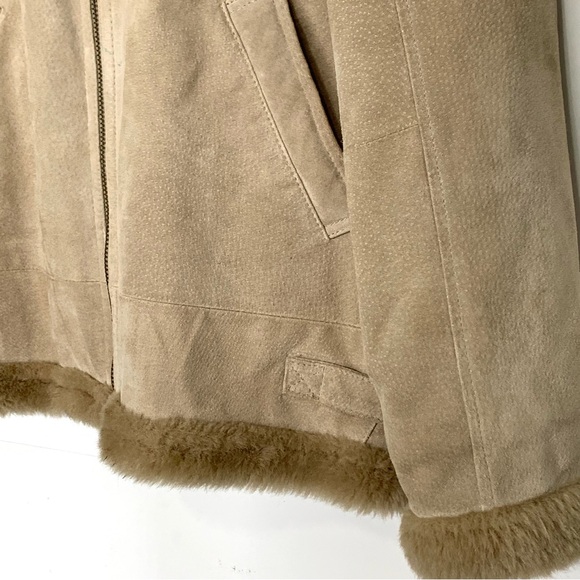 Canda Tan Suede B-3 Aviator Jacket Shearling Lining Size Large - Picture 5 of 14